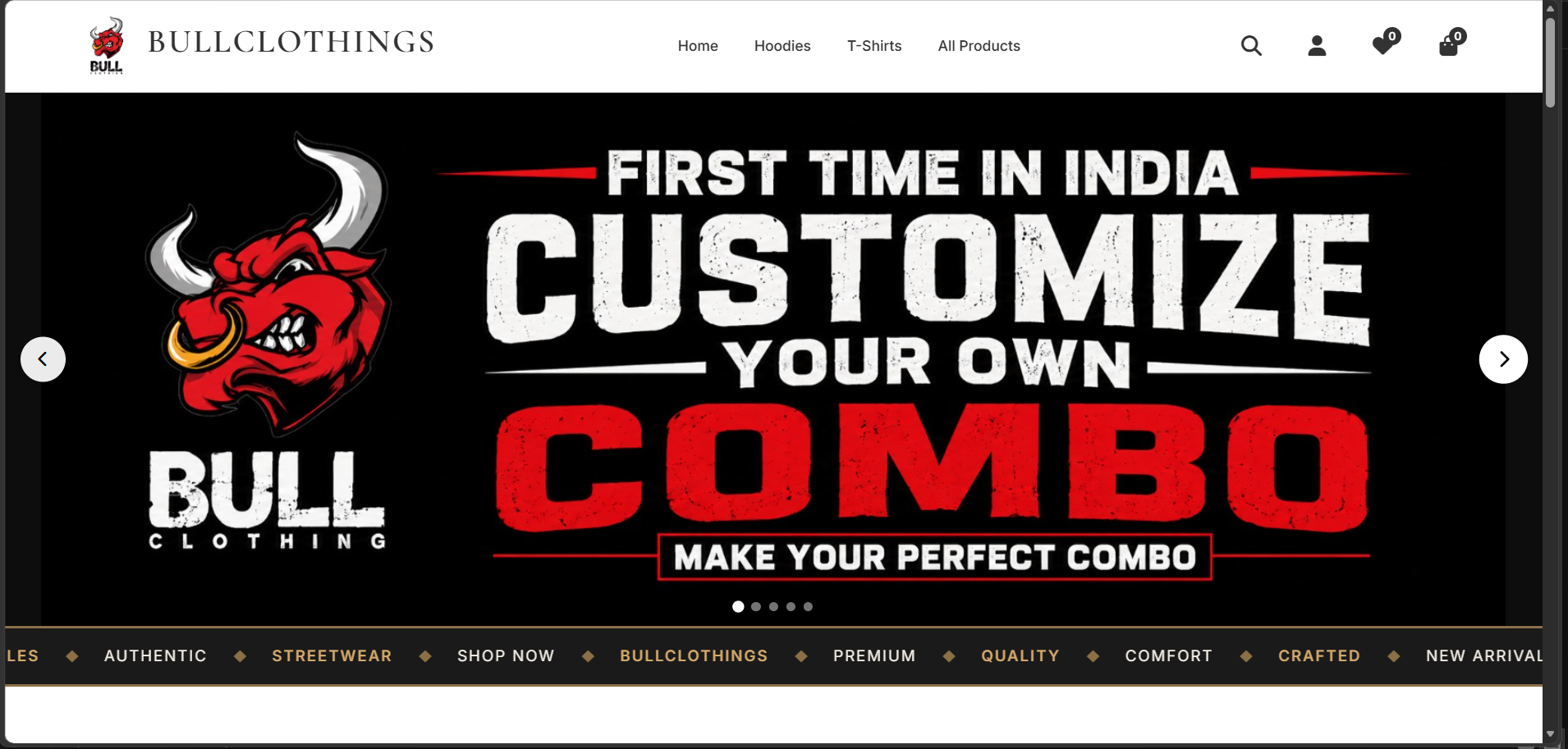 Bull Clothings store screenshot
